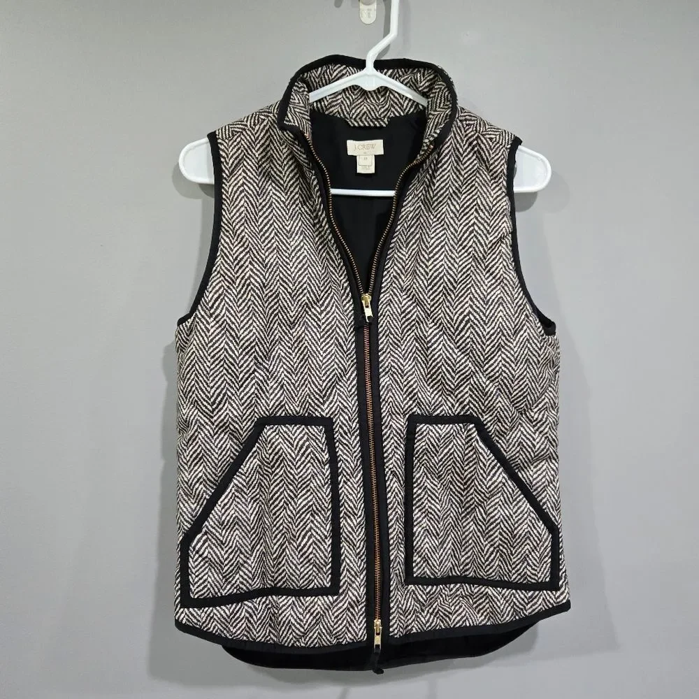 🐢 J. Crew Quilted Herringbone Puffer Vest Size XS Super Cute!